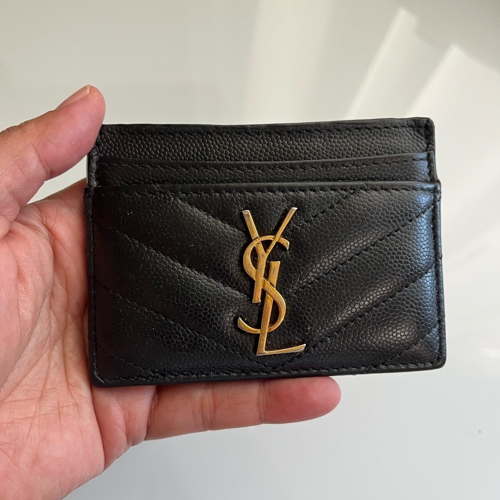 YVES SAINT LAURENT BLACK LEATHER CARD WALLET - Picture 6 of 6